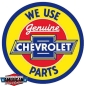 Preview: Blechschild - Chevrolet We Use Genuine Parts - Rund 298mm Hot Rod Werkstatt Kustom