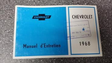 Wartungsheft Chevrolet 1968 Manuel d'entretien Französisch