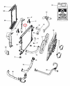Wasserkühler Mopar 2005-2019 Chrysler Dodge SRT8 R/T Hellcat 6.4 6.2 6.1 5.7 3.6 2.7
