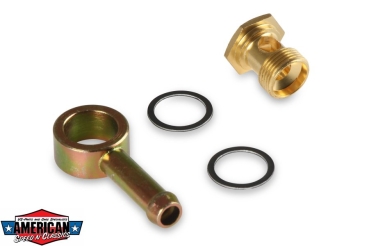Preview: Benzinanschluss Banjo Holley Vergaser Fitting 360° drehbar 90° Gewinde 9/16-24