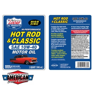 Preview: Motoröl SAE 10W-40 Lucas Oil Hot Rod & Classic Zink 1 Ltr. 10688