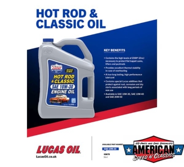 Preview: Motoröl SAE 10W-30 Lucas Oil Hot Rod & Classic Hoher Zink Anteil