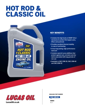 Preview: Motoröl SAE 10W-40 Lucas Oil Hot Rod & Classic Zink
