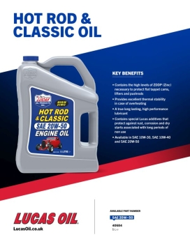 Preview: Motoröl SAE 20W-50 Lucas Oil Hot Rod & Classic Zink