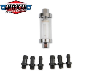 Preview: Benzinfilter Chrom Glas 6, 8, 10mm 1/4, 5/16, 3/8