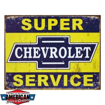 Preview: Blechschild - Chevrolet Super Service  - 40x31cm Hot Rod Werkstatt Kustom
