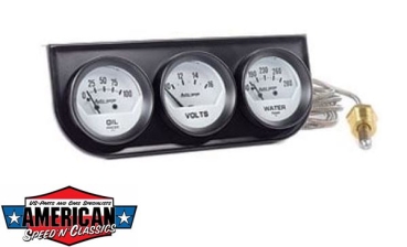 Preview: Zusatzsintrumente 3Fach Öl Volt Wasser 52mm Weiß Schwarz Kombiinstrument