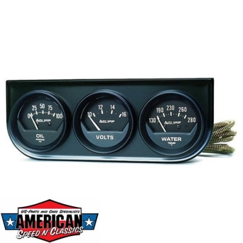 Gauge Console Trio Oil Pressure Voltmeter Water 52mm Black