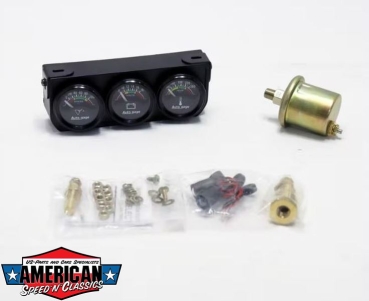 Preview: Zusatzsintrumente 3Fach Öl Volt Wasser 38mm Schwarz Kombiinstrument