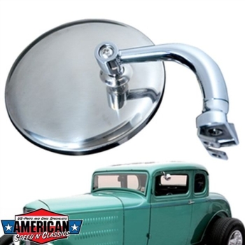 Preview: Aussenspiegel 4" Peep Mirror mit Blinkeranzeige LED Hot Rod Edelstahl