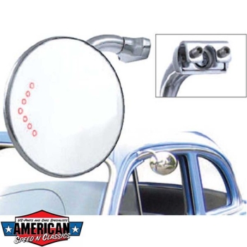 Preview: Aussenspiegel 4" Peep Mirror mit Blinkeranzeige LED Hot Rod Edelstahl