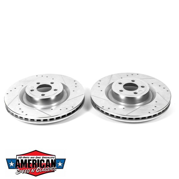 Bremsscheibe Ford Mustang 2015-2023 6 Kolben Vorne Geschlitzt und gelocht Power Stop