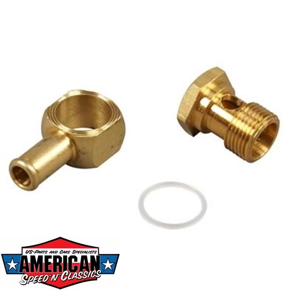 Benzinanschluß Banjo Edelbrock Vergaser Fitting  360° drehbar 90° Gewinde 5/8-20