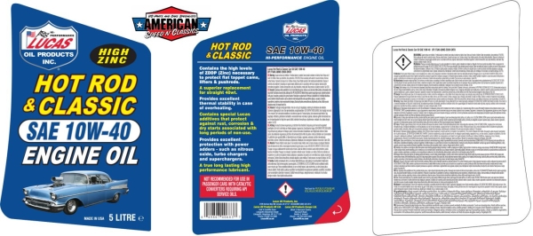Motoröl SAE 10W-40 Lucas Oil Hot Rod & Classic Zink