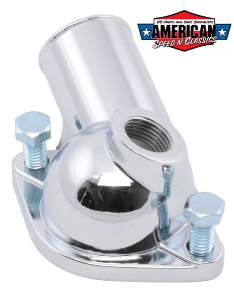 Thermostatgehäuse 45° Chevrolet Small & Big Block 1/2" NPT Chrom Water Neck